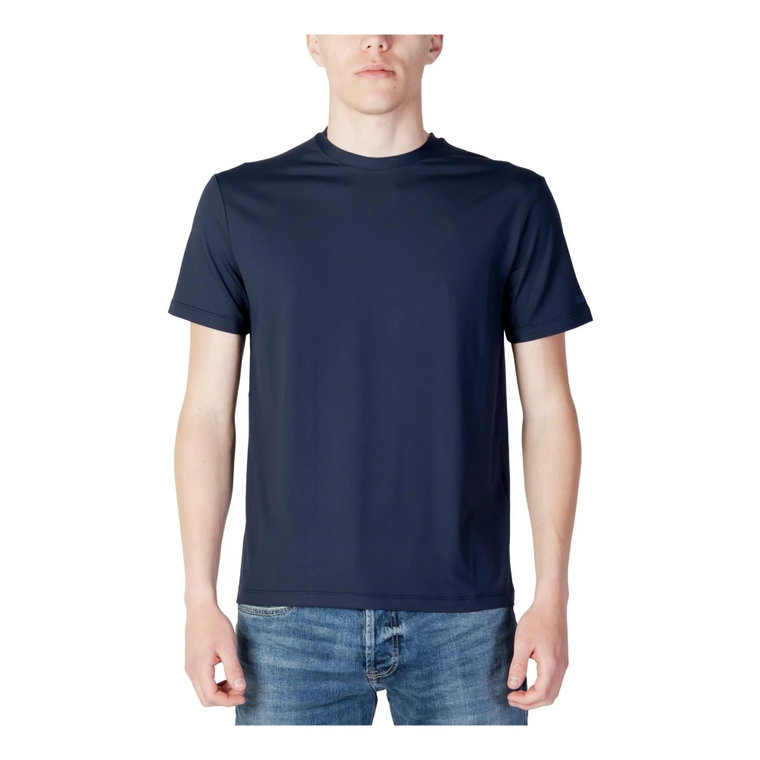 Niebieska gładka koszulka z okrągłym dekoltem dla mężczyzn Sunspel