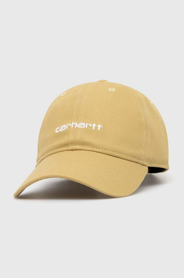 Carhartt WIP czapka z daszkiem bawełniana Canvas Script Cap kolor beżowy gładka I028876.22WXX