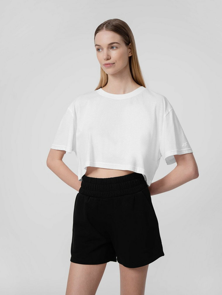 T-shirt crop top oversize z dodatkiem modalu damski