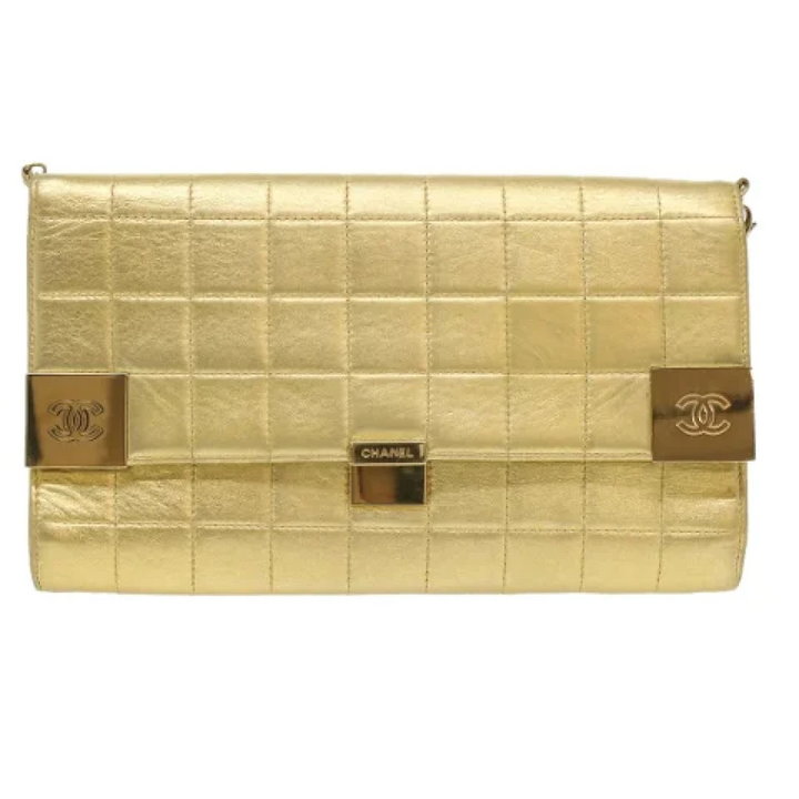 Używana Złota Skórzana Czekoladowa Tabliczka Chanel Vintage - Lamoda.pl