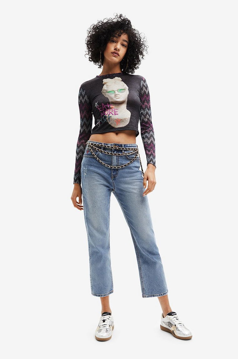 Desigual jeansy damskie high waist