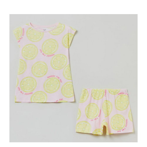 Letnia piżama dziecięca OVS Pajama Sp Fruits Top + Bottom Aop 1802843 146 cm Pink (8056781091951). Piżamy dziewczęce