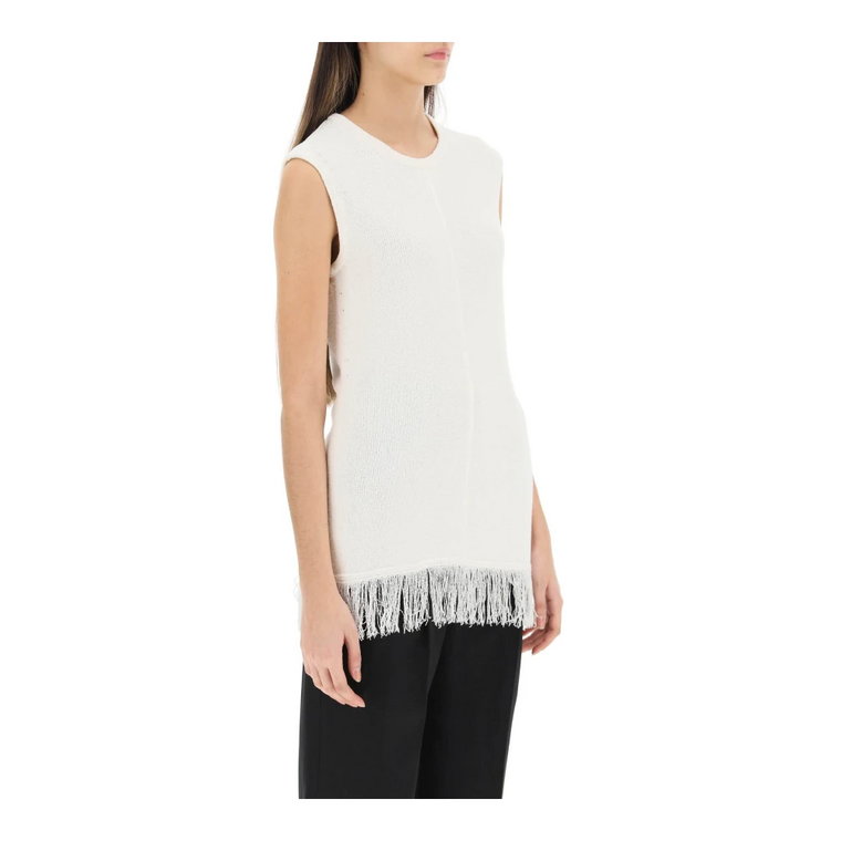 Loulou studio fringed bouclé knit top Loulou Studio