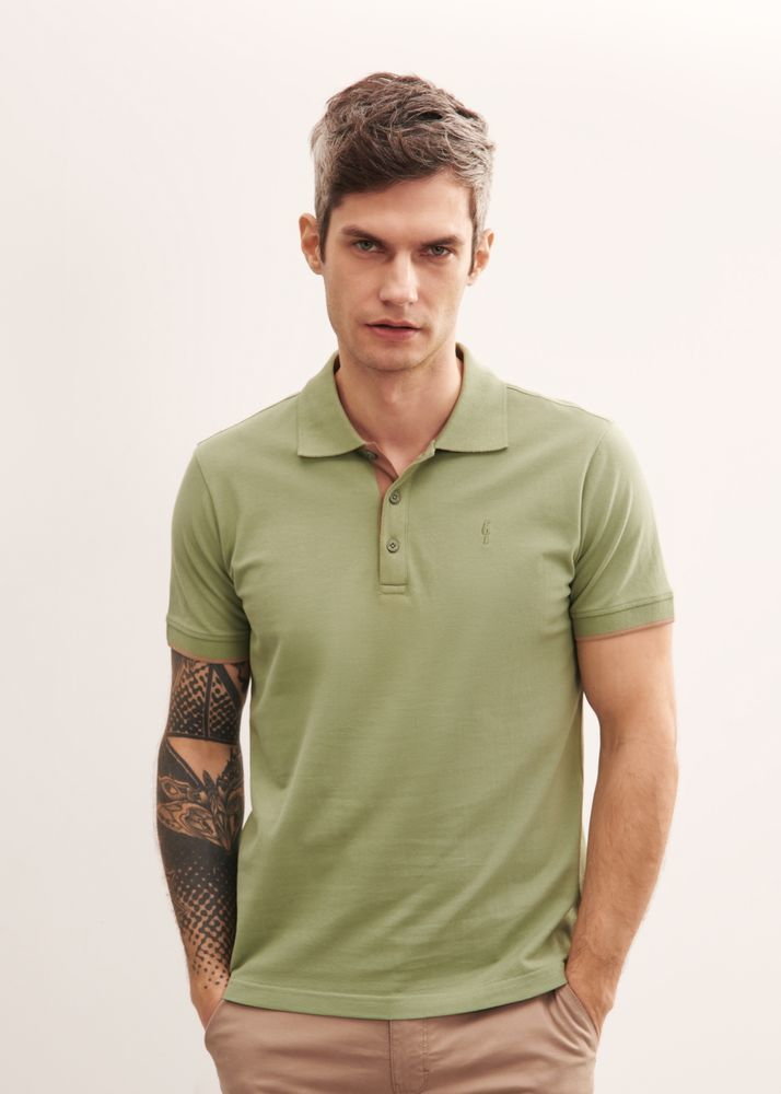 Zielona koszulka polo męska z logo
