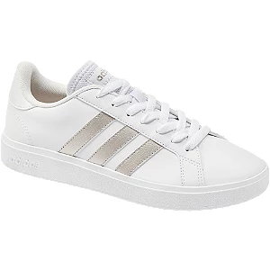 Biało-platynowe sneakersy adidas grand court base 2.0 - Damskie - Kolor: Platynowe - Rozmiar: 38