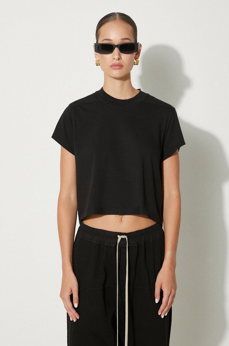 Rick Owens t-shirt bawełniany Cropped Small Level T damski kolor czarny DS02D2207.RN