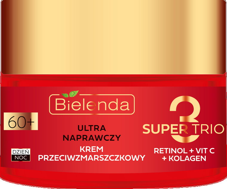 Bielenda Super Trio (Retinol + Vit C + Kolagen) Krem przeciwzmarszczkowy 60+ dzień/noc