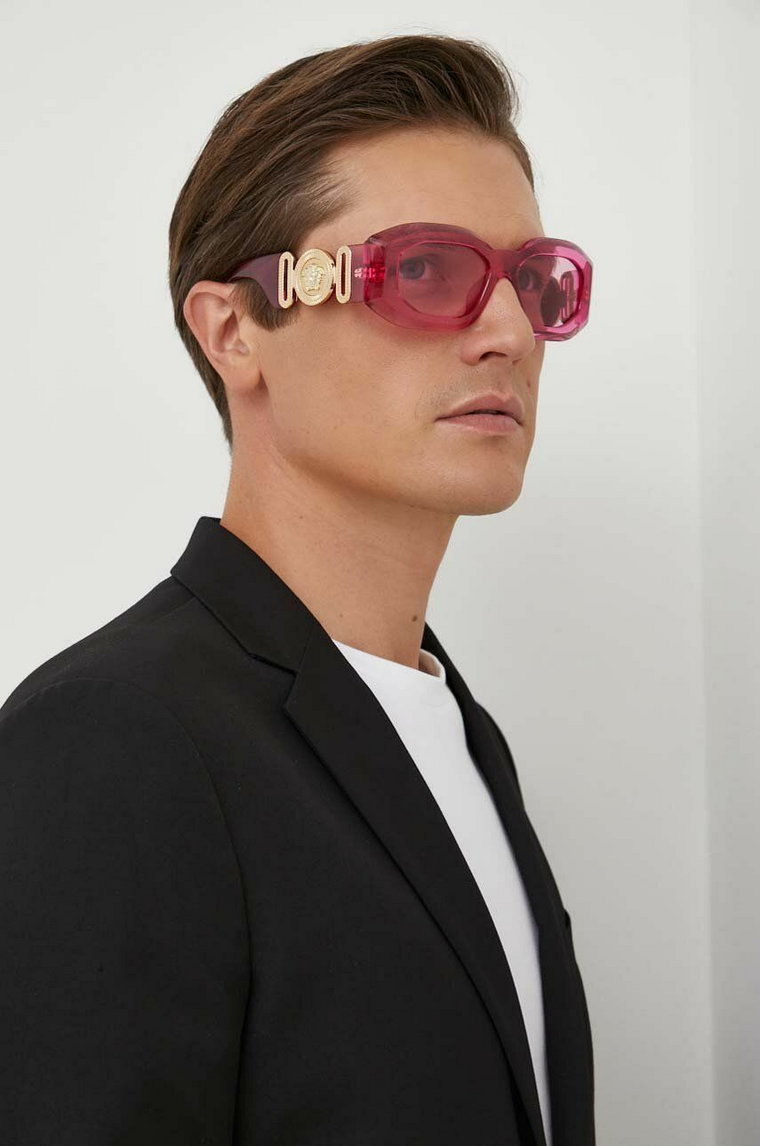 Versace okulary przeciwsłoneczne męskie kolor różowy 0VE4425U