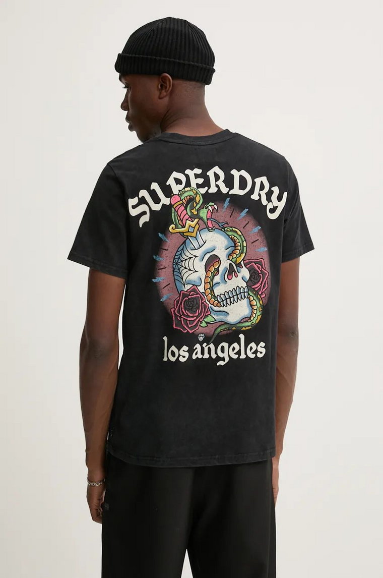 Superdry t-shirt bawełniany męski kolor czarny z nadrukiem M1012012A-02A