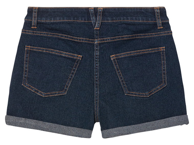 pepperts! Szorty jeansowe dziewczęce z podwiniętymi nogawkami (134, Ciemnoniebieski)