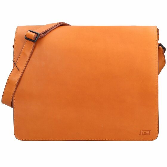 Jost Futura torba na ramię L skórzana 35 cm komora na laptopa cognac