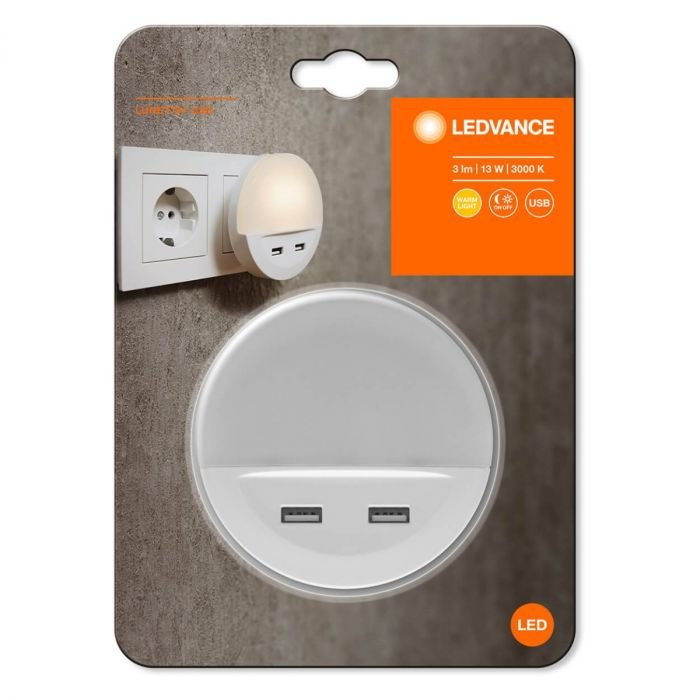 Lampka do Gniazdka Lampka Nocna z ŁADOWARKA USB 12W LUNETTA LEDVANCE