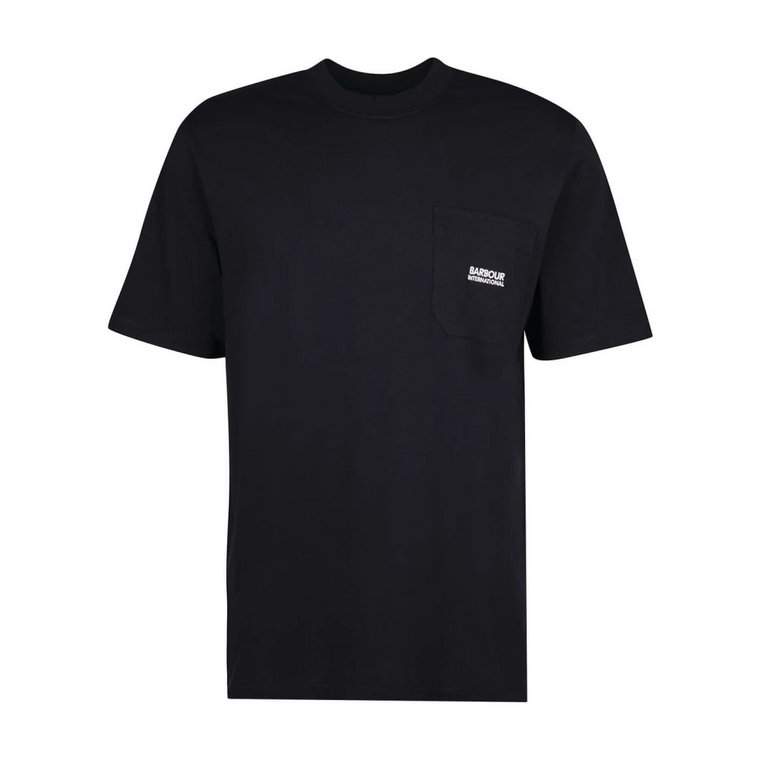 Czarna bawełniana koszulka z kontrastowym logo Barbour