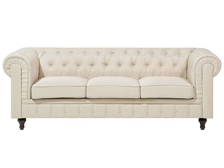 Sofa tapicerowana BELIANI Chesterfield, 3-os., beżowa, 70x202x75 cm