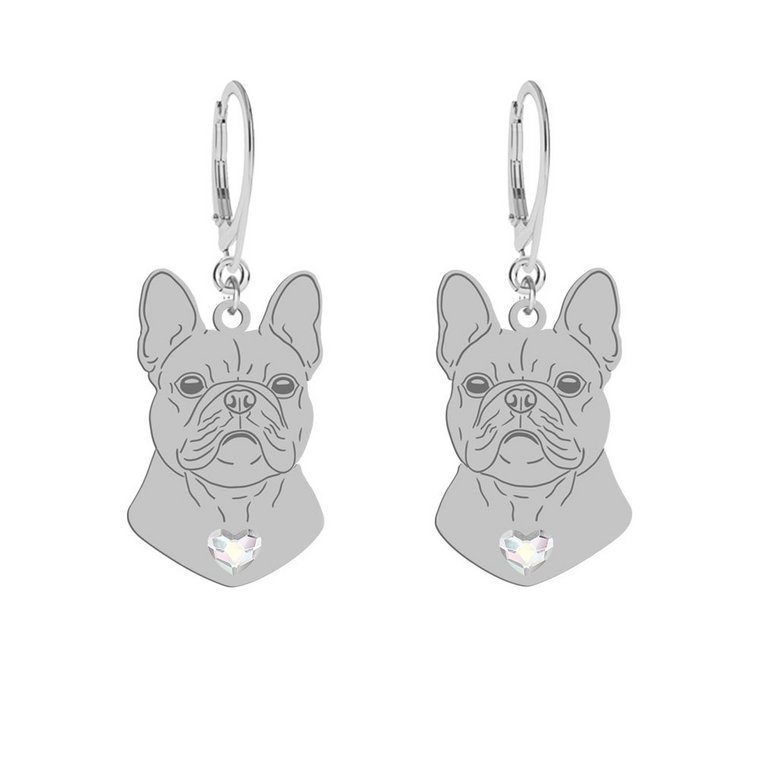 Kolczyki Bulldog Francuski srebro pozłacane - MEJK Jewellery