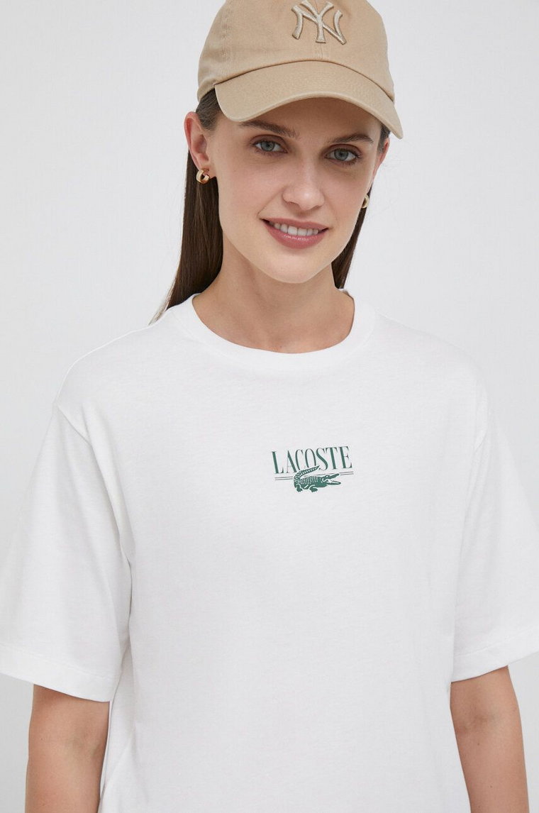 Lacoste t-shirt bawełniany kolor beżowy