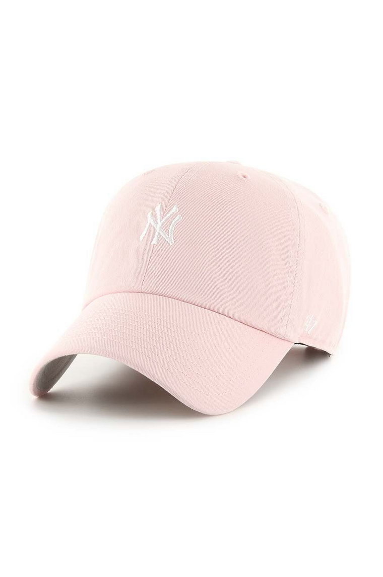 47 brand czapka z daszkiem MLB New York Yankees kolor różowy z aplikacją B-BSRNR17GWS-PK