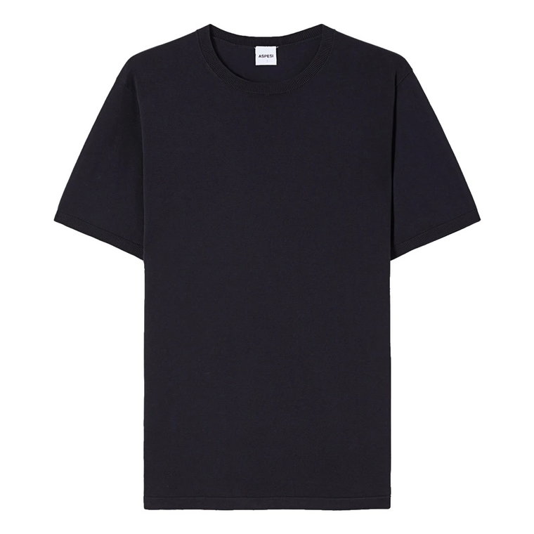 Klasyczny Granatowy Bawełniany T-Shirt dla Mężczyzn Aspesi