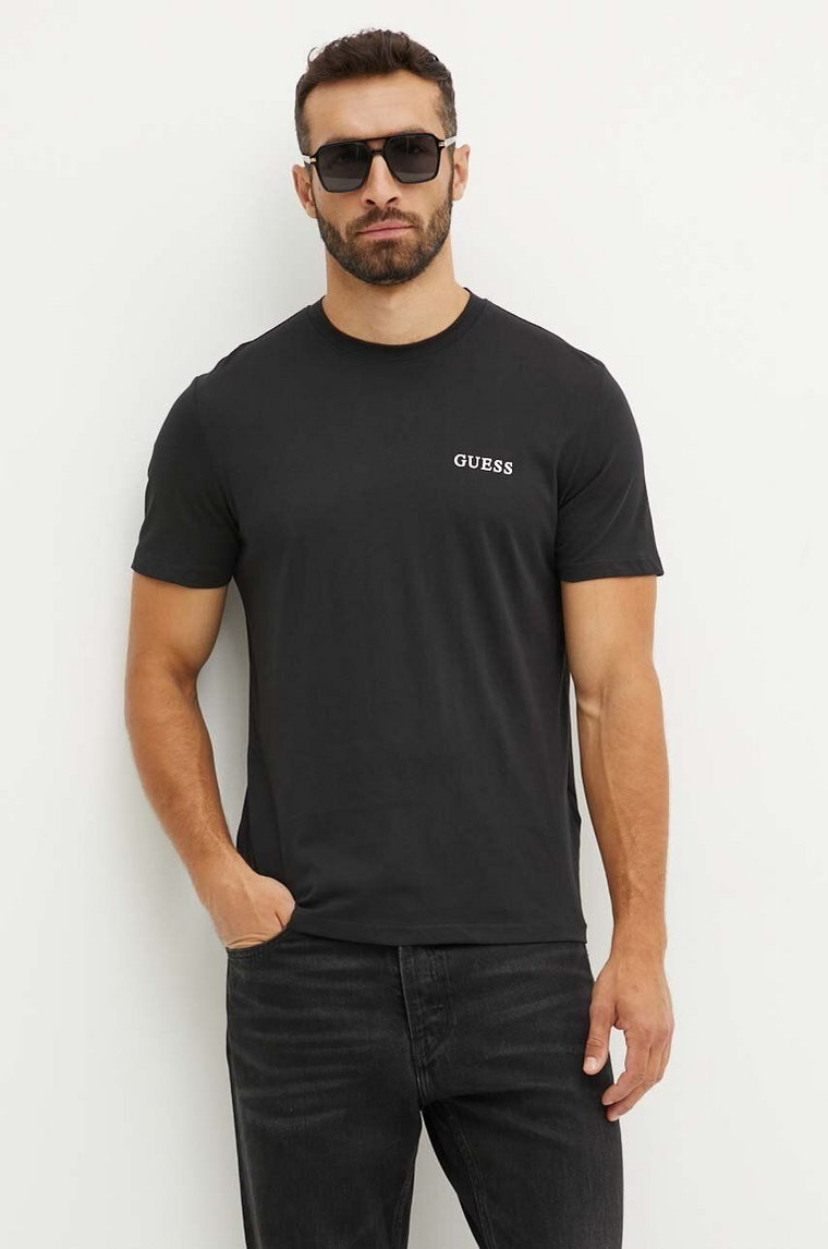 Guess t-shirt bawełniany 3-pack męski kolor czarny z nadrukiem U4YG52 KCAM1