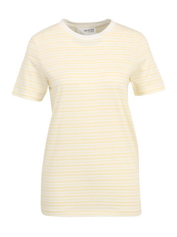 Selected Femme Petite Koszulka 'MY PERFECT'  jasnożółty / biały