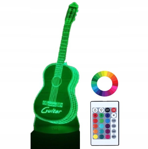 Lampka Nocna 3D Led Instrument Gitara Grawer