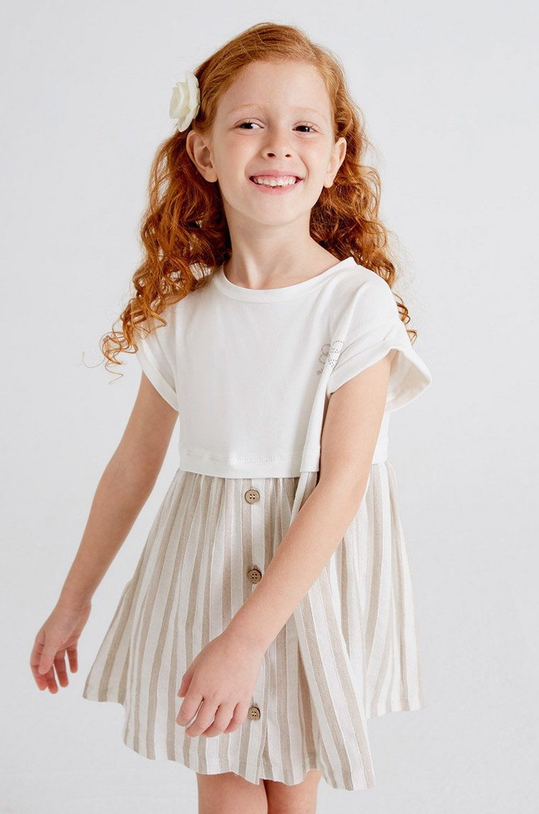 Mayoral sukienka dziecięca kolor beżowy mini rozkloszowana