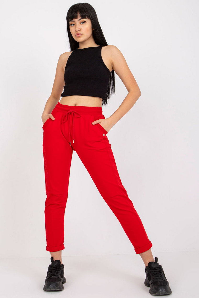 Czerwone spodnie dresowe basic z kieszeniami
