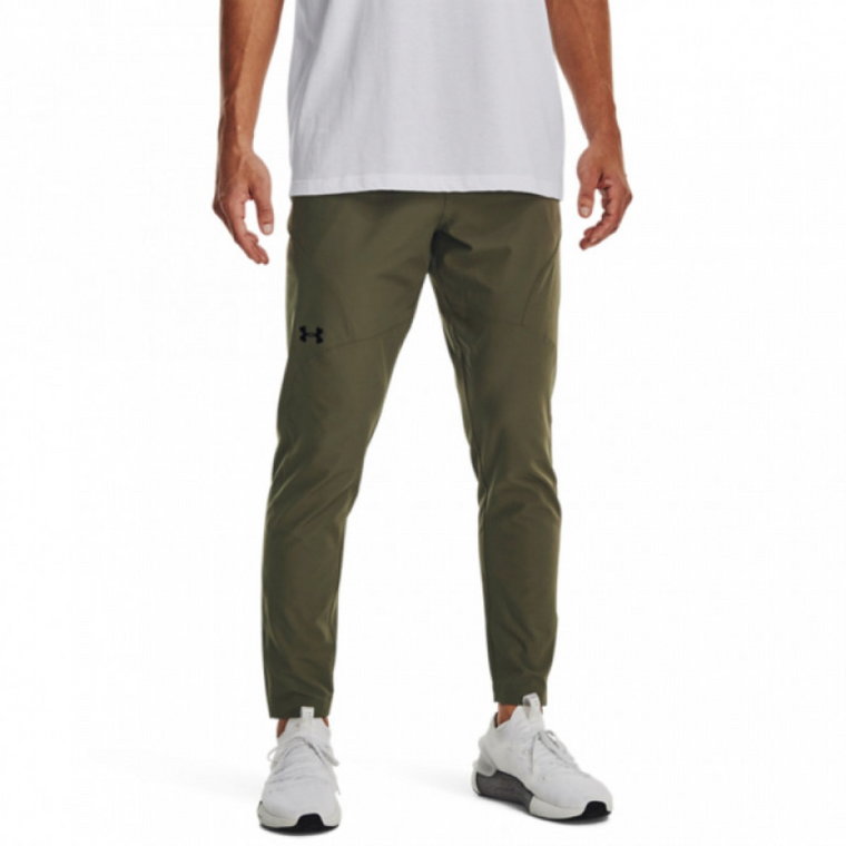 Męskie spodnie treningowe UNDER ARMOUR  UNSTOPPABLE TAPERED PANTS - oliwkowe/khaki