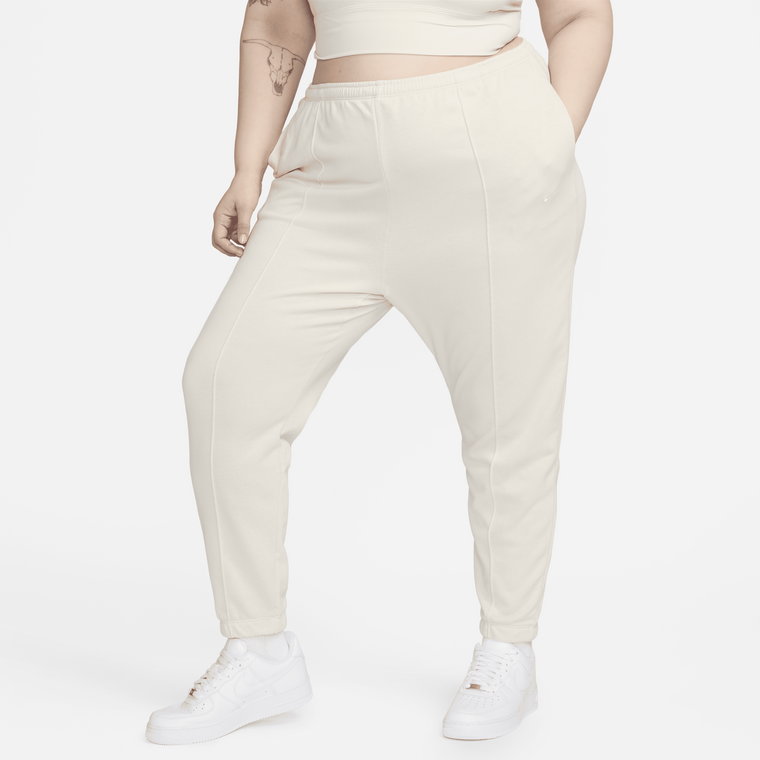 Damskie spodnie z dzianiny dresowej o dopasowanym kroju z wysokim stanem Nike Sportswear Chill Terry (duże rozmiary) - Brązowy
