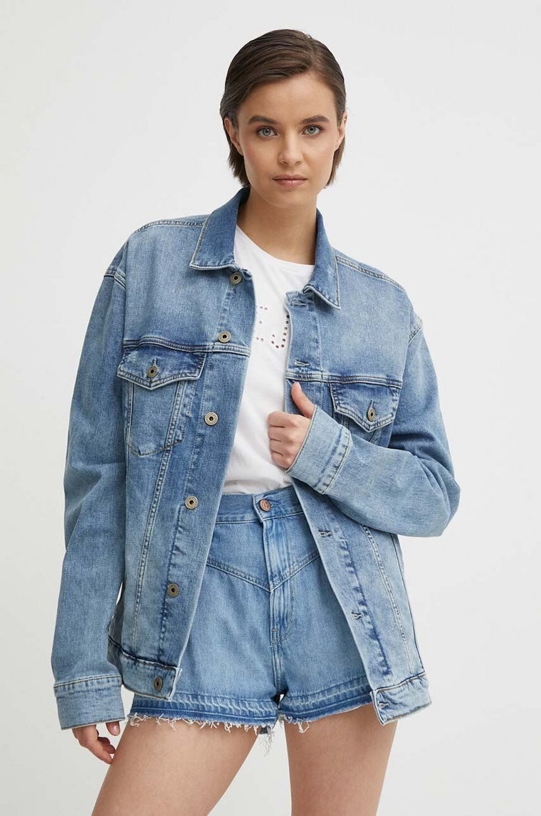 Pepe Jeans kurtka jeansowa BOYFRIEND JACKET damska kolor niebieski przejściowa oversize PL402390RH8