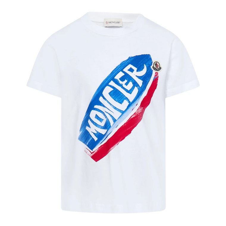 Białe T-shirty i Pola dla Dzieci z Nadrukiem Logo Moncler