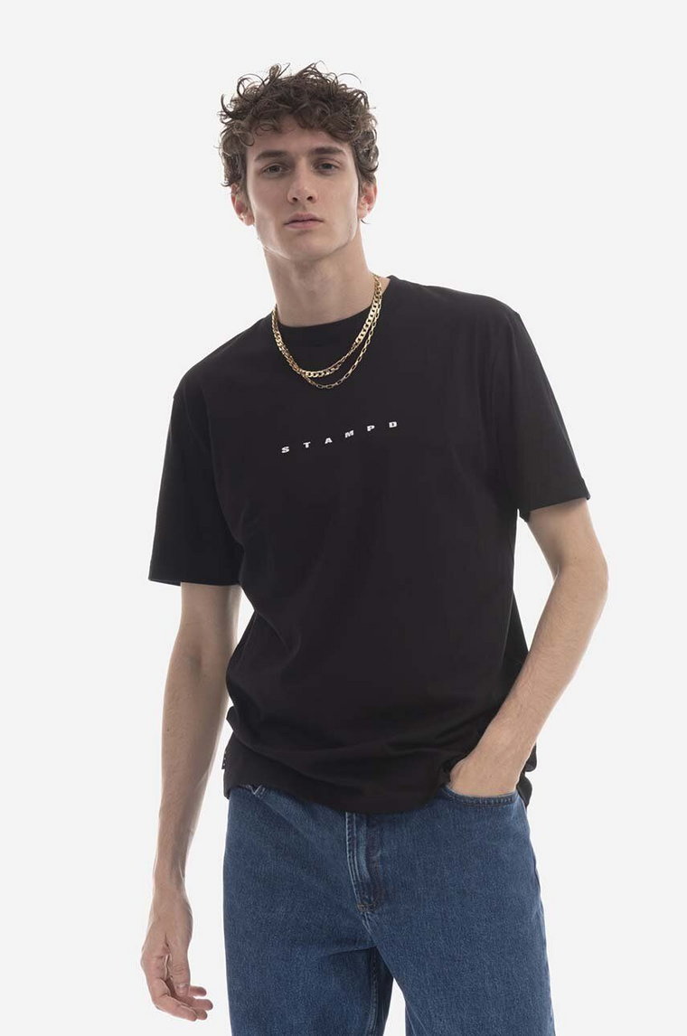 STAMPD t-shirt bawełniany kolor czarny z nadrukiem SLA.M3047TE-WHT