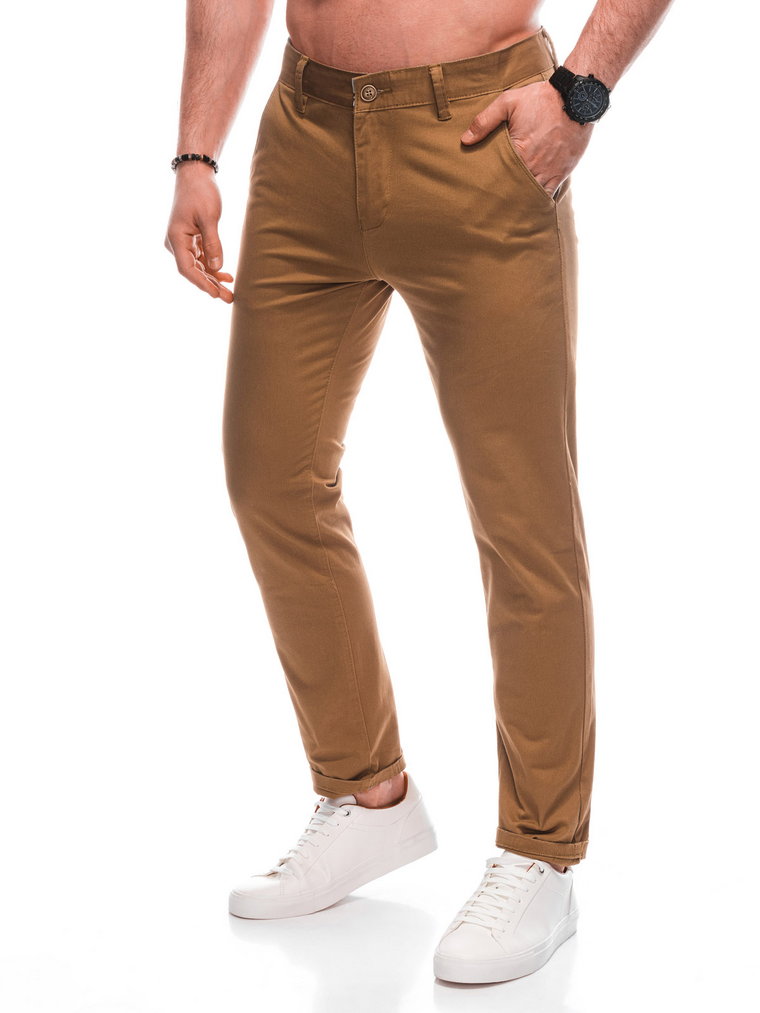 Spodnie męskie chino P1461 - camel