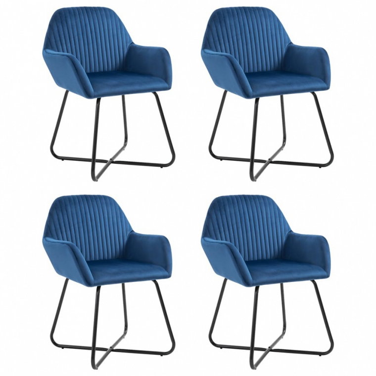 Krzesła do salonu 4 szt. niebieskie aksamitne kod: V-277005