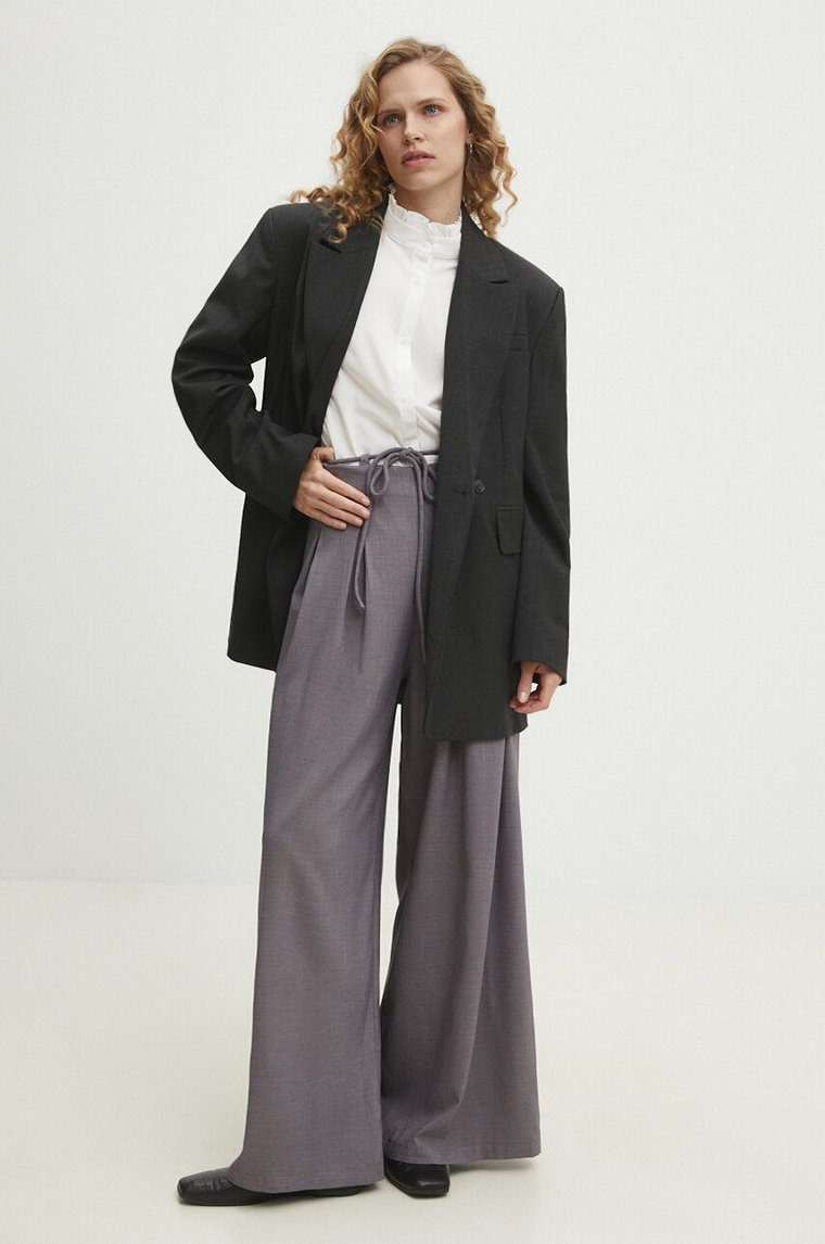 Answear Lab spodnie damskie kolor szary szerokie high waist