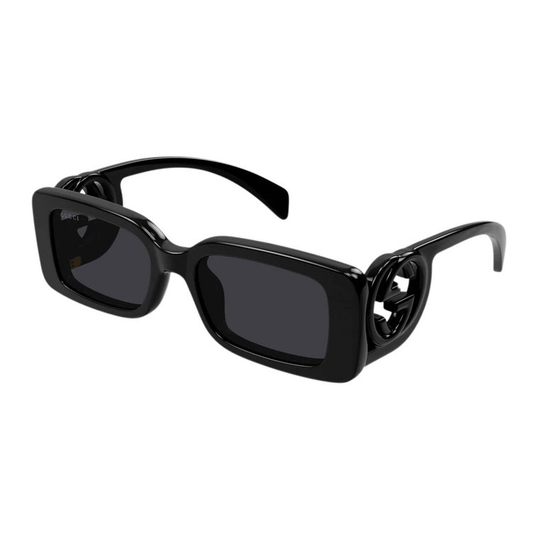 Czarne prostokątne okulary przeciwsłoneczne dla kobiet Gucci
