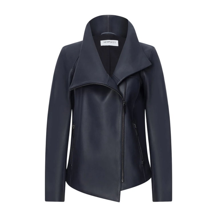 Freya - Blue Grey Leather Jacket Vespucci by VSP