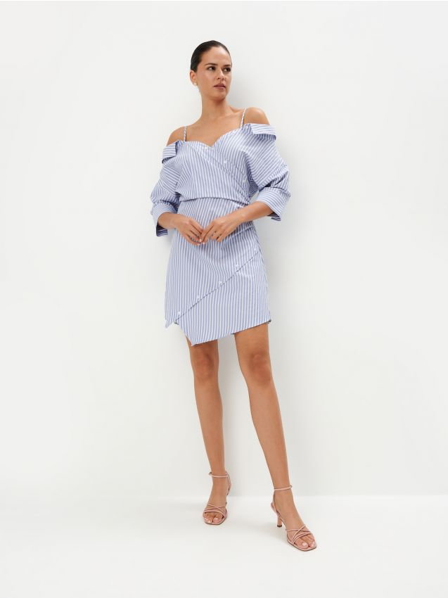 Mohito - Sukienka mini z odkrytymi ramionami - błękitny