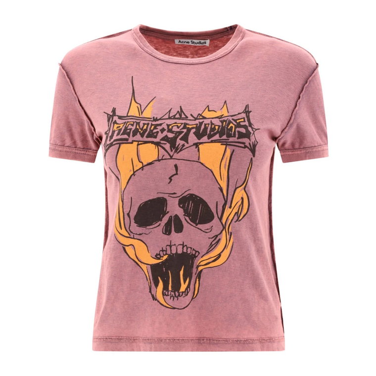 Mauve Pink Stylowy T-shirt Acne Studios