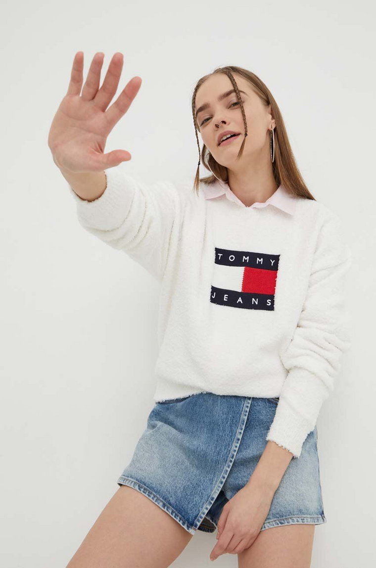 Tommy Jeans sweter damski kolor biały