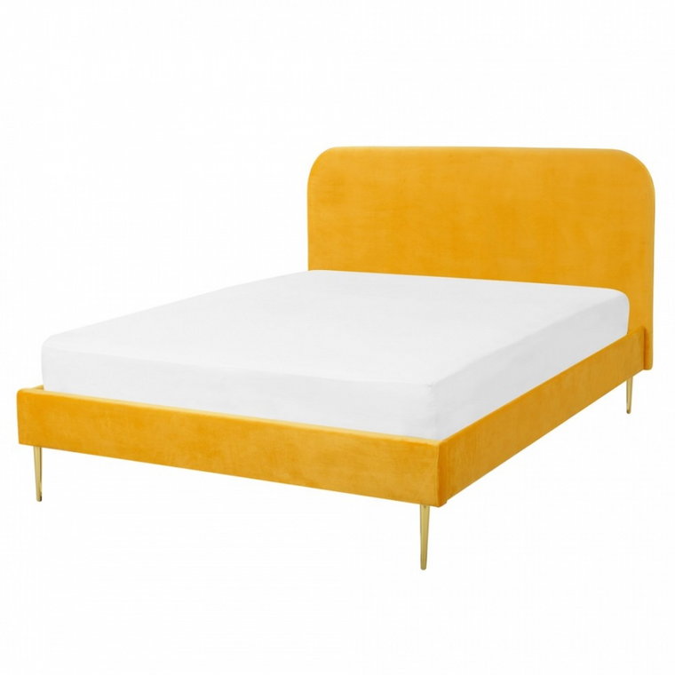 Łóżko welurowe 160 x 200 cm żółte FLAYAT kod: 4251682238052