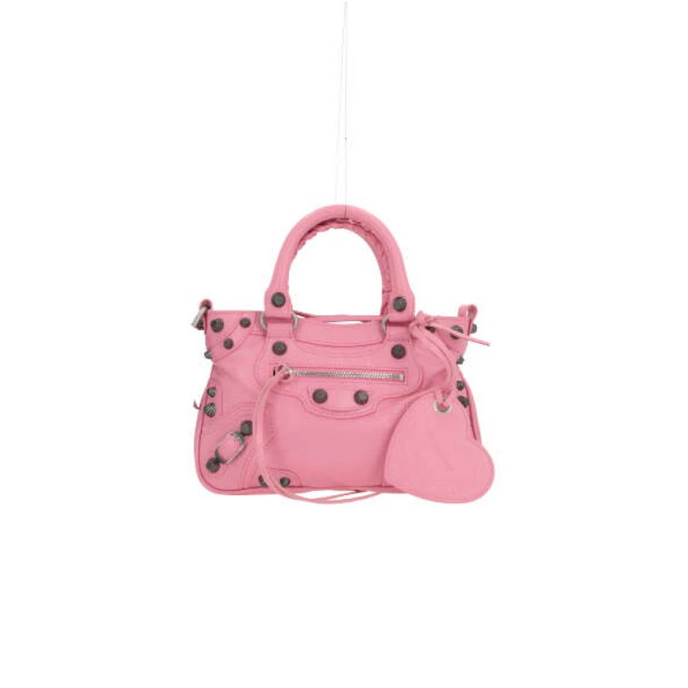 Studded Skórzana Torba Tote w Jasnoróżowym Balenciaga