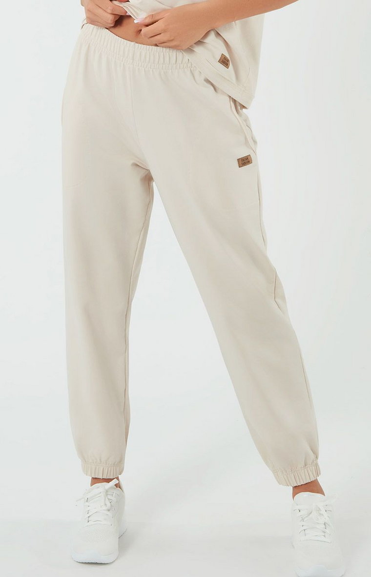 Damskie spodnie dresowe beżowe Madri, Kolor beżowy, Rozmiar M, Italian Fashion