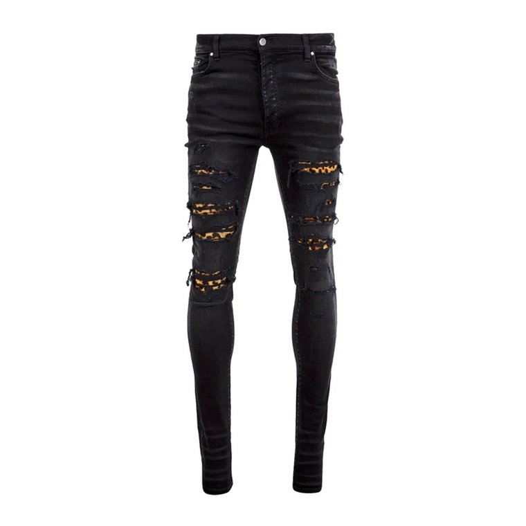 Slim-Fit Leopard Denim Jeans Amiri