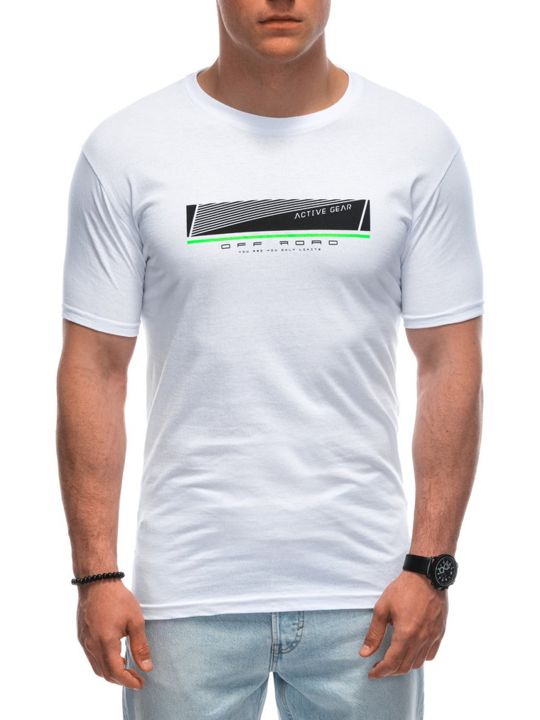 T-shirt męski z nadrukiem S1946 - biały