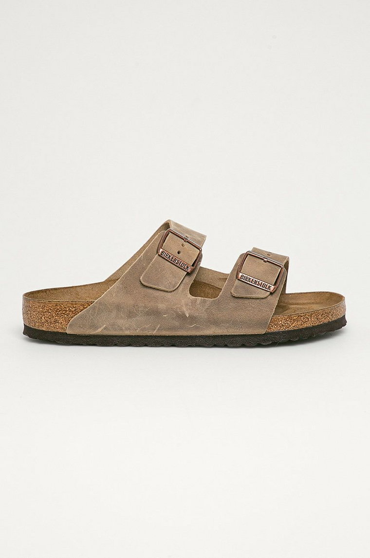 Birkenstock klapki nubukowe Arizona kolor brązowy 352201