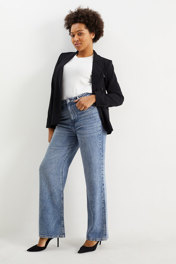 C&A Wide leg jeans-wysoki stan, Niebieski, Rozmiar: 42