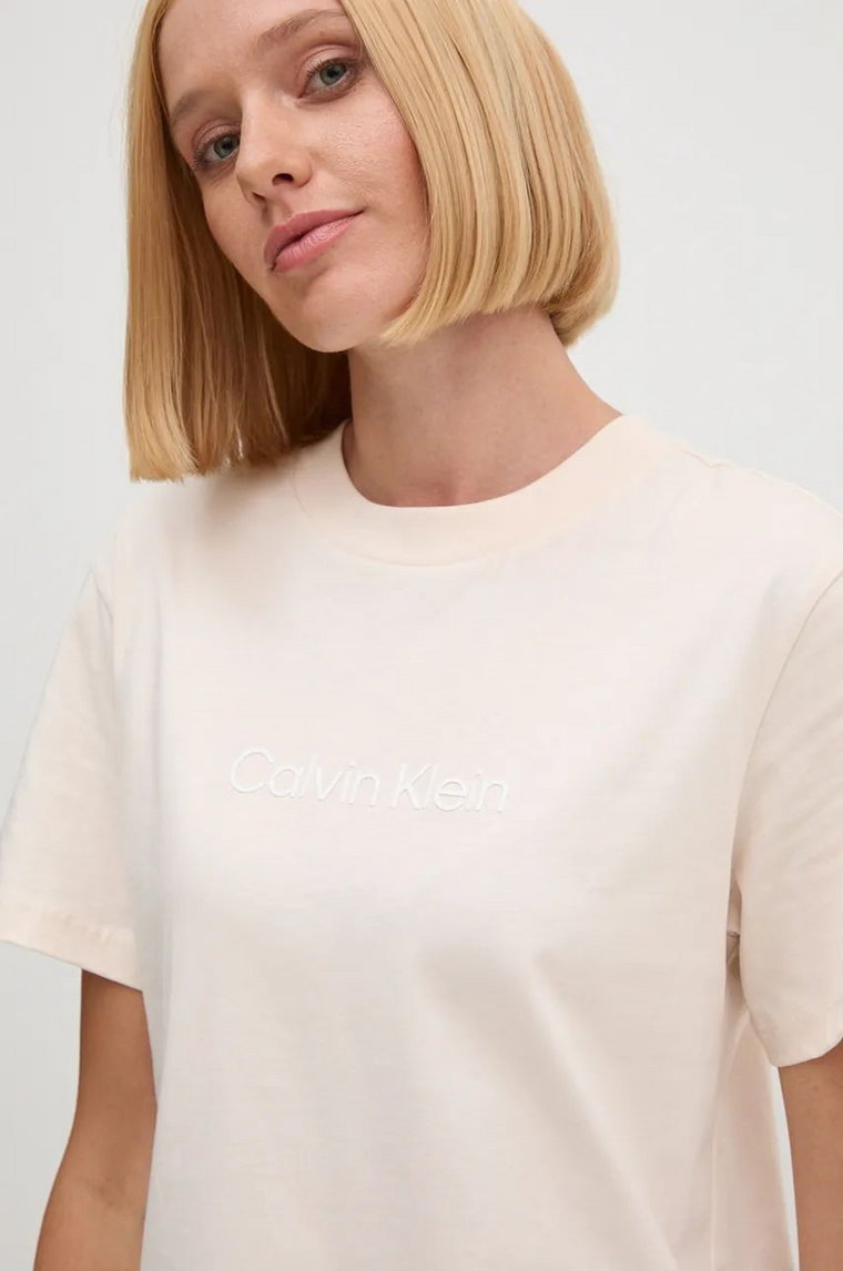 Calvin Klein t-shirt bawełniany damski kolor różowy K20K205448