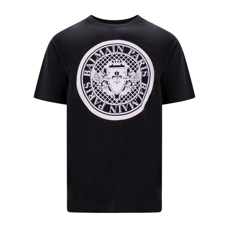 Czarna Koszulka z Logo Monety dla Mężczyzn Balmain