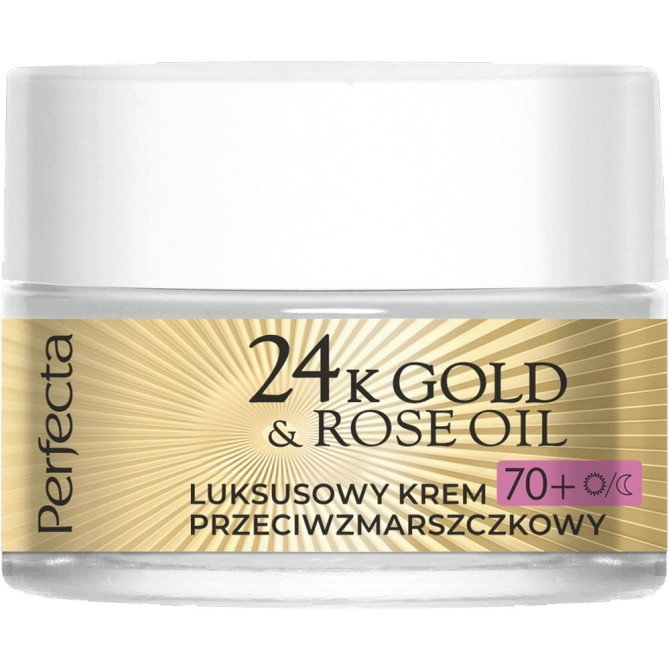 Perfecta 24K Gold &amp; Rose Oil luksusowy krem przeciwzmarszczkowy na dzień i na noc 70+ 50ml